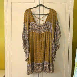 Free People Mustard and Purple Mini Dress